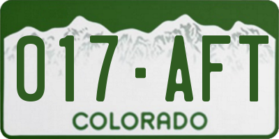 CO license plate 017AFT