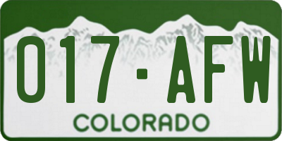 CO license plate 017AFW
