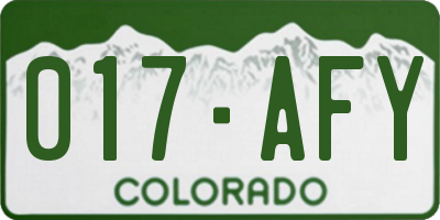 CO license plate 017AFY