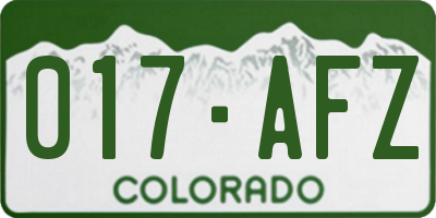 CO license plate 017AFZ