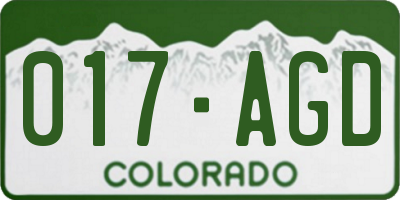 CO license plate 017AGD