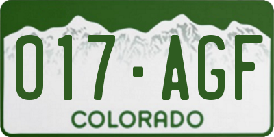 CO license plate 017AGF