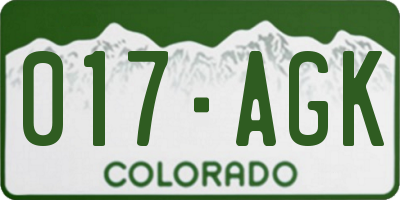 CO license plate 017AGK