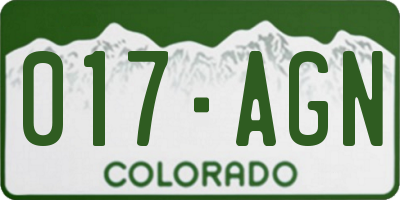 CO license plate 017AGN