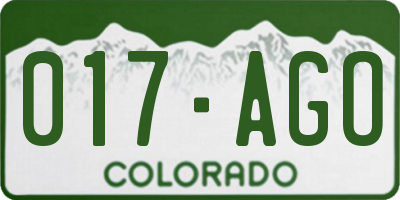 CO license plate 017AGO