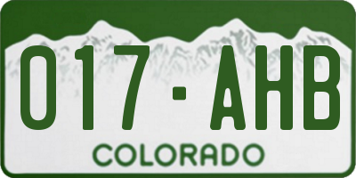 CO license plate 017AHB