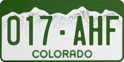 CO license plate 017AHF