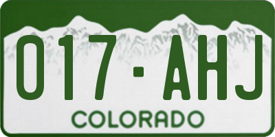 CO license plate 017AHJ