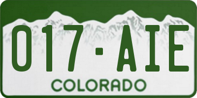CO license plate 017AIE