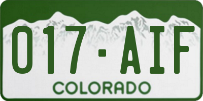 CO license plate 017AIF