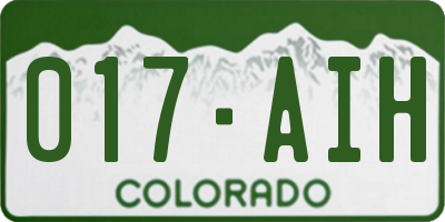 CO license plate 017AIH