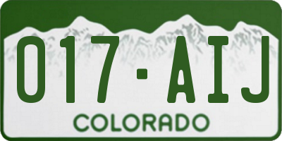 CO license plate 017AIJ