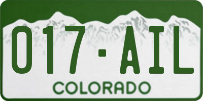 CO license plate 017AIL