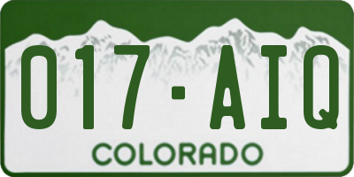 CO license plate 017AIQ