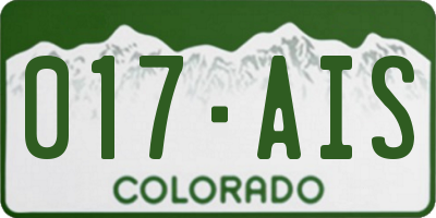 CO license plate 017AIS