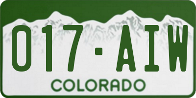 CO license plate 017AIW