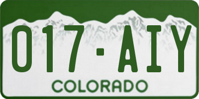 CO license plate 017AIY