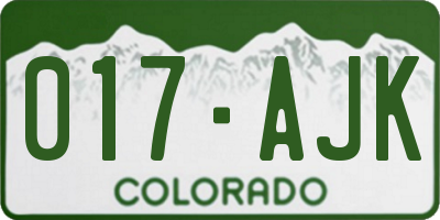 CO license plate 017AJK