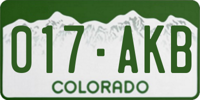 CO license plate 017AKB