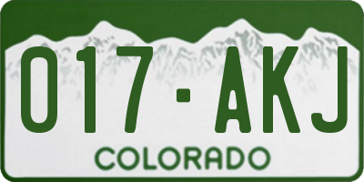 CO license plate 017AKJ