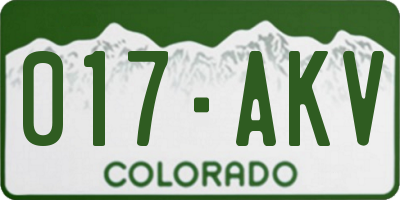 CO license plate 017AKV