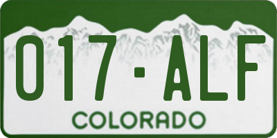 CO license plate 017ALF