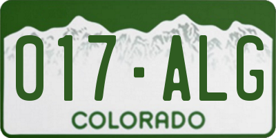 CO license plate 017ALG