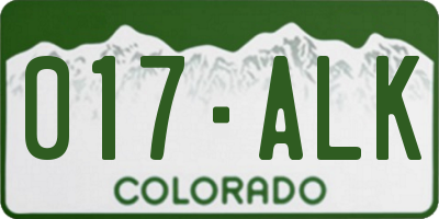 CO license plate 017ALK