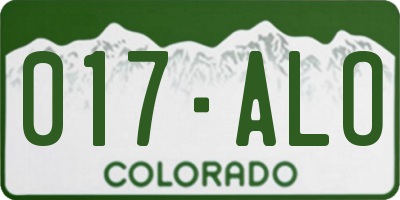 CO license plate 017ALO