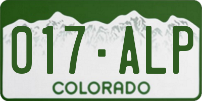 CO license plate 017ALP