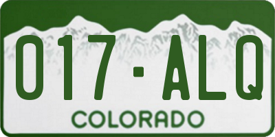 CO license plate 017ALQ
