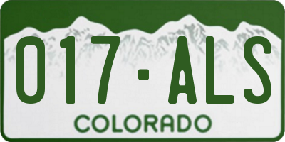 CO license plate 017ALS
