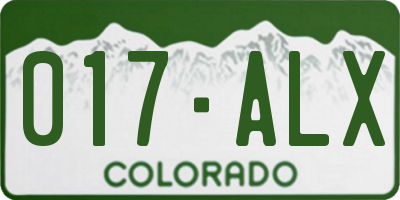 CO license plate 017ALX