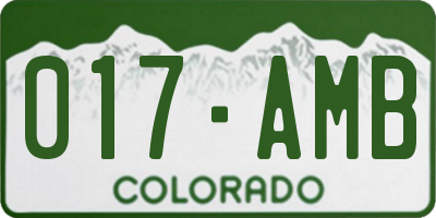 CO license plate 017AMB