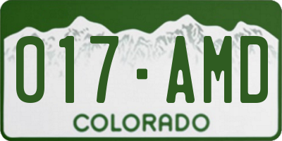 CO license plate 017AMD