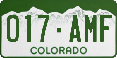 CO license plate 017AMF