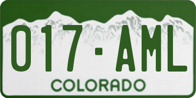 CO license plate 017AML