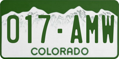 CO license plate 017AMW