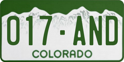 CO license plate 017AND