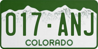 CO license plate 017ANJ