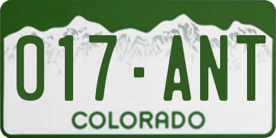 CO license plate 017ANT