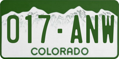 CO license plate 017ANW