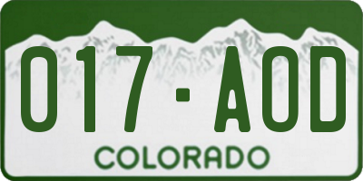 CO license plate 017AOD