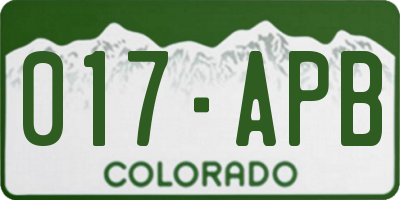 CO license plate 017APB