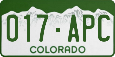 CO license plate 017APC