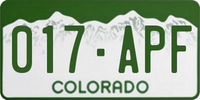 CO license plate 017APF