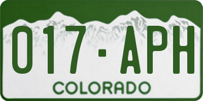 CO license plate 017APH