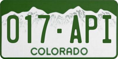 CO license plate 017API