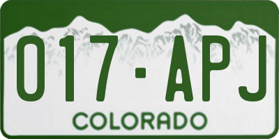 CO license plate 017APJ
