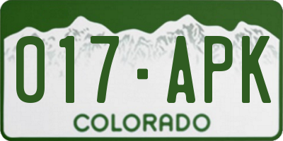 CO license plate 017APK